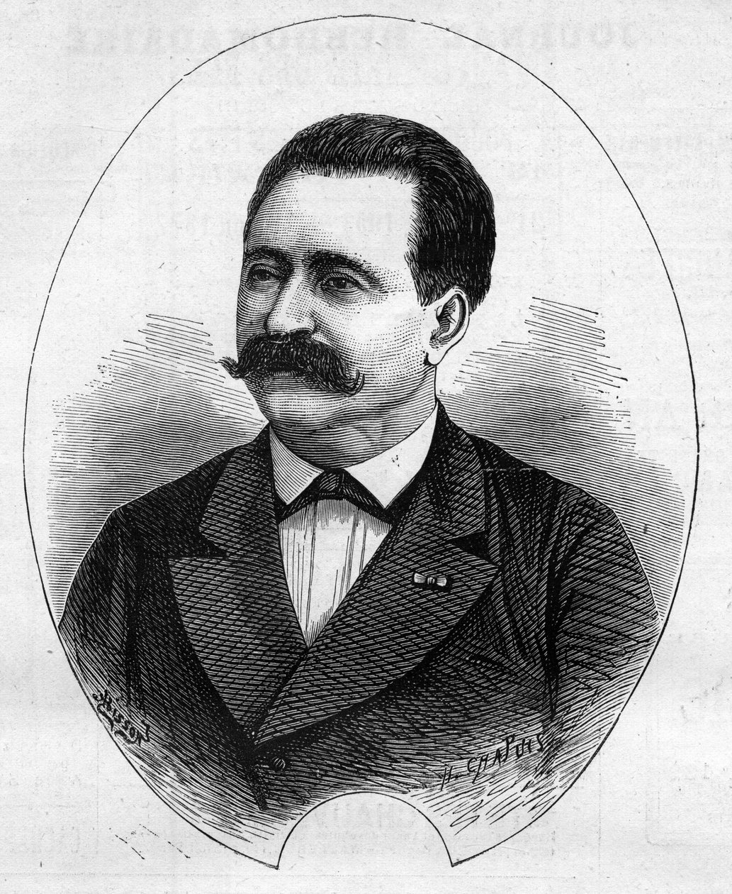 Retrato del "Doctor Nicolay" (Faure Nicolay, mago francés?). Grabado en "Le Monde Illustré" n°1052 del 9 de junio de 1877. de French School