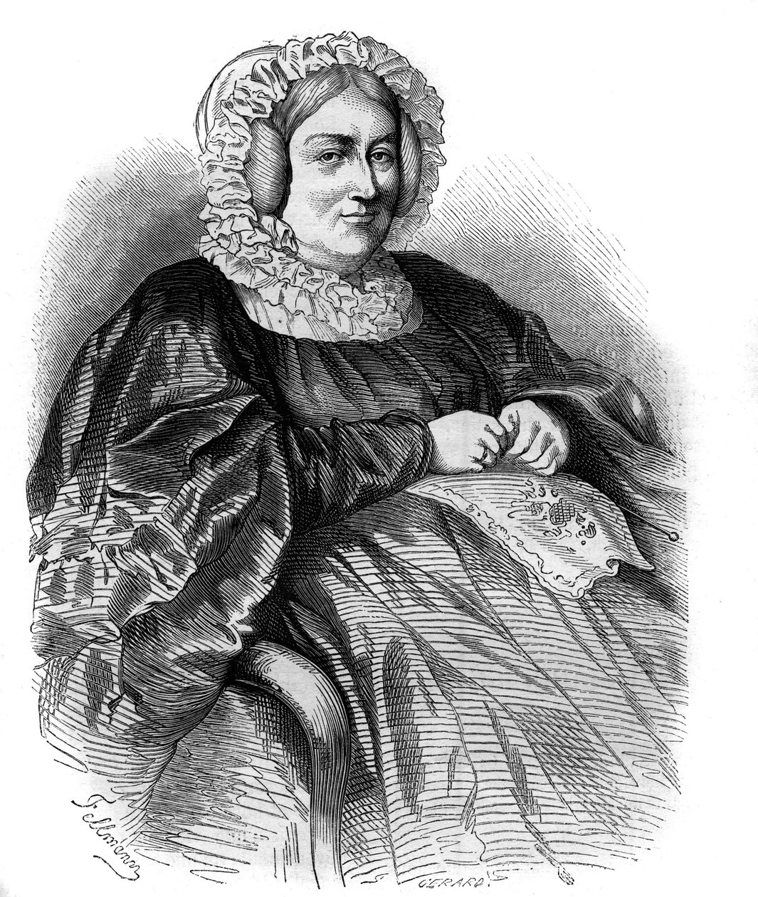 Retrato de la Marquesa de La Rochejaquelein (La Rochejaquelein) (nacida Marie Louise Victoire de Donnissan o Donissan) (1772-1857), escritora francesa. Grabado de 1858 de French School