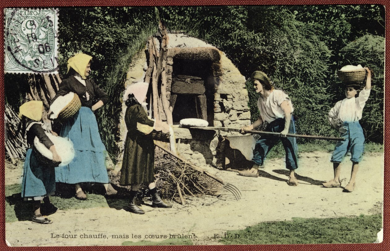 Postal que representa un horno comunal, 1906 de French School