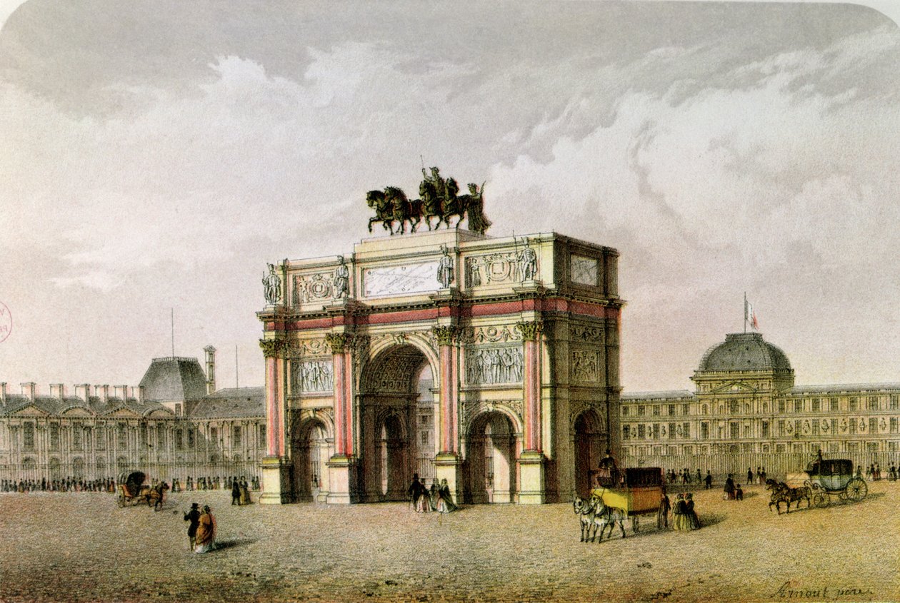 Postal del Arco de Triunfo del Carrusel, París de French School