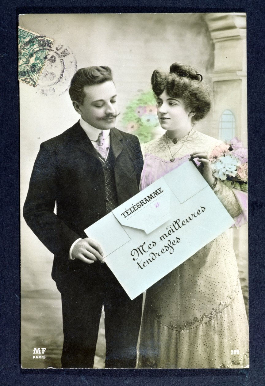 Telegrama postal enviado en 1907 de French School