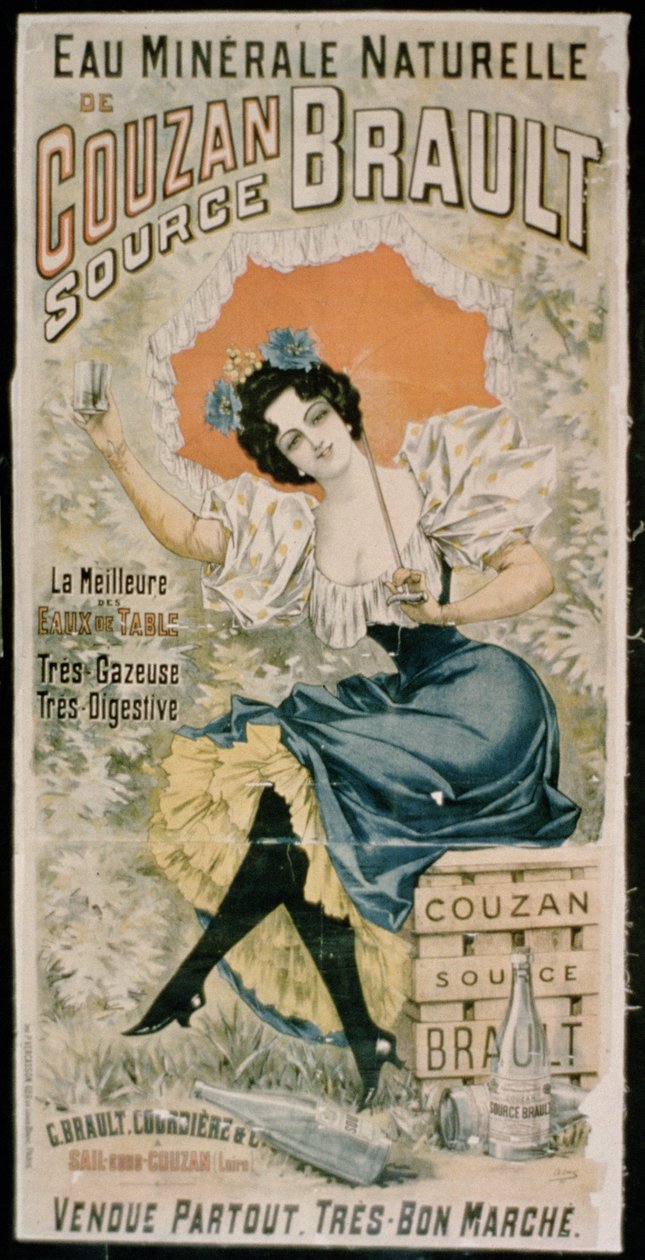 Póster publicitario de Agua Mineral Natural Brault de Couzan de French School