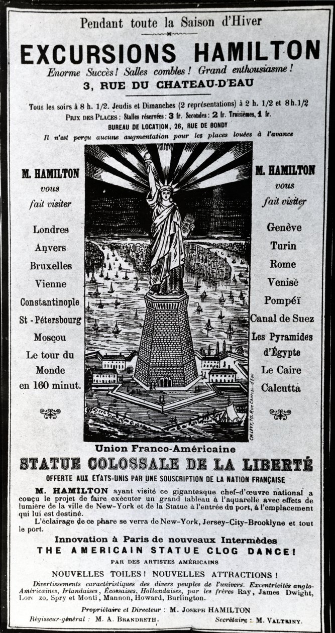 Póster publicitario de Excursiones Hamilton, c.1890 de French School