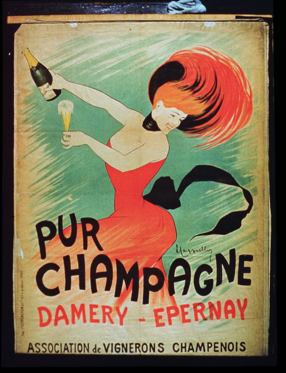 Póster publicitario de Pur Champagne, de Damery, Epernay de French School