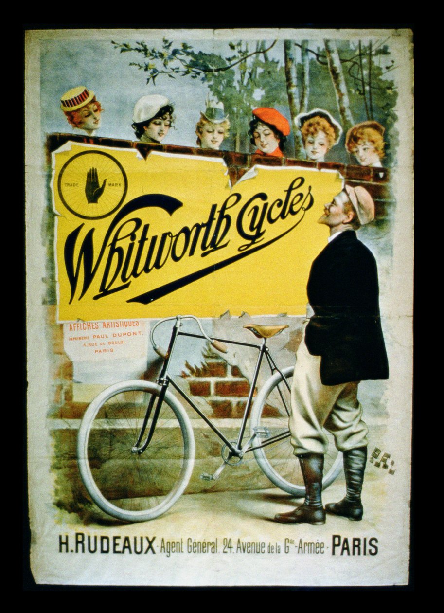 Póster publicitario de Bicicletas Whitworth, París de French School