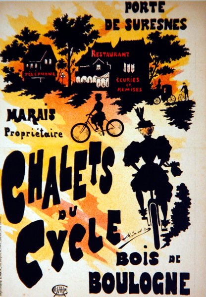 Póster publicitario de los Chalets du Cycle, Bois de Boulogne, cerca de la Porte de Suresnes de French School