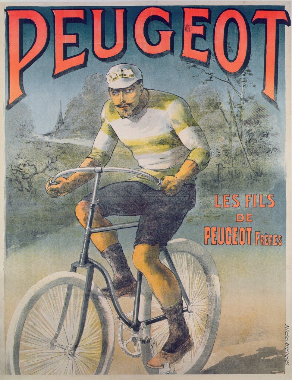 Póster publicitario de los ciclos Peugeot de French School