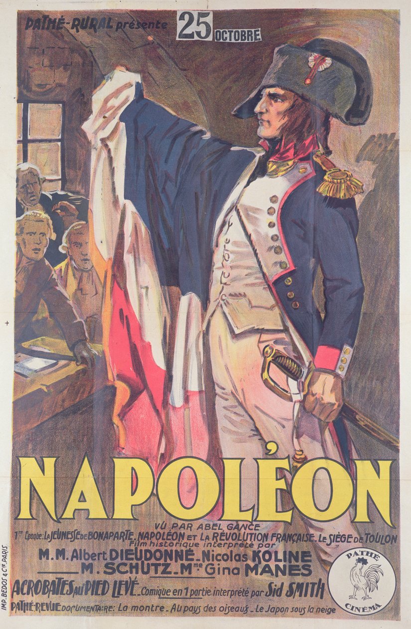 Póster publicitario de la película, Napoleón, escrita por Abel Gance de French School