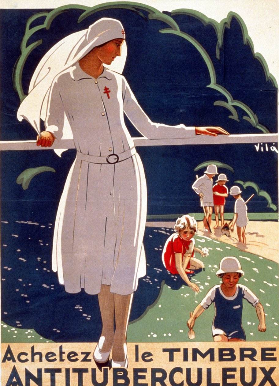 Póster para “Compra el parche de TB” publicado por el Comité Nacional para la Defensa contra la Tuberculosis. Litografía 1917. de French School