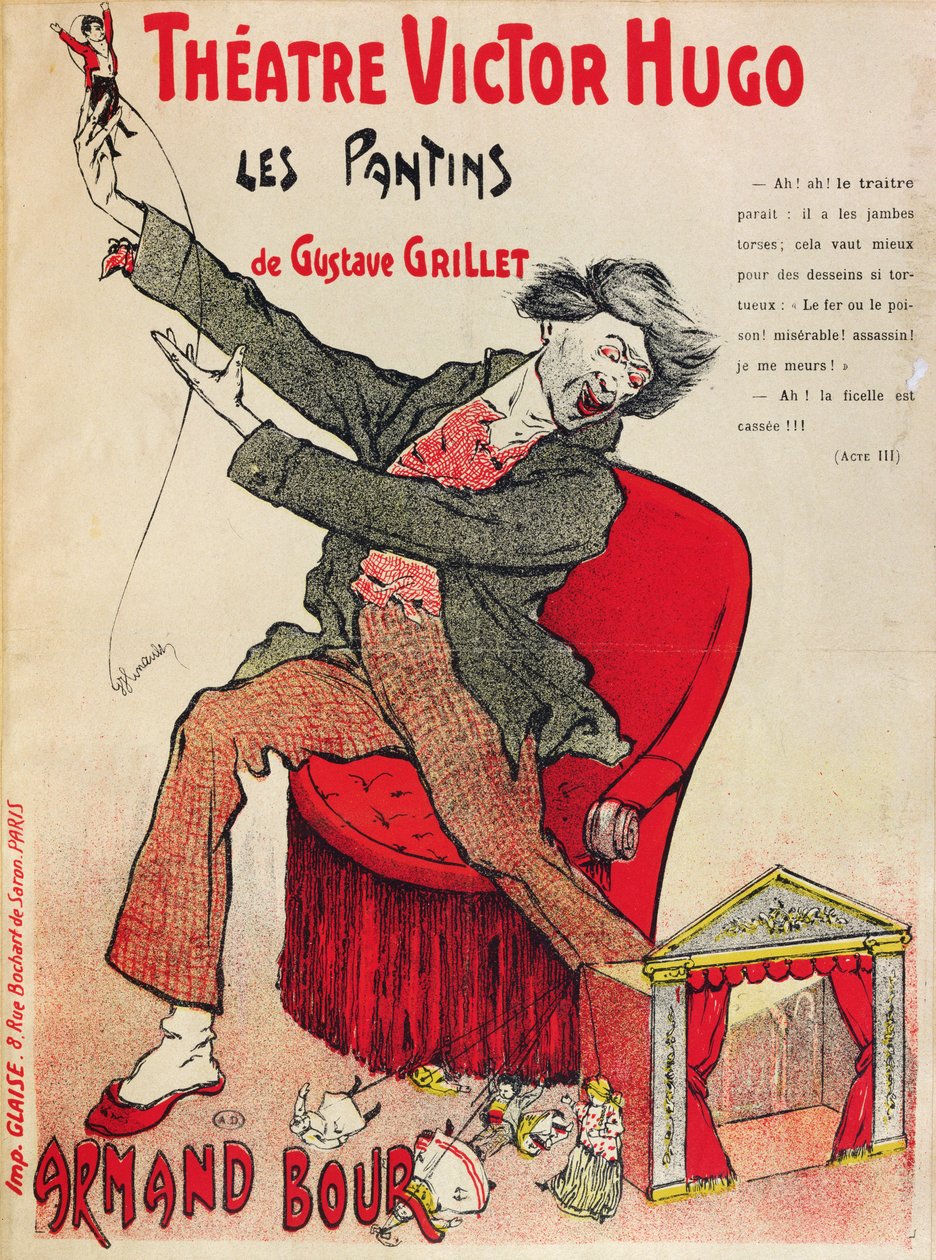 Cartel de Les Pantins por Gustave Grillet en el Théâtre Victor Hugo, finales del siglo XIX de French School