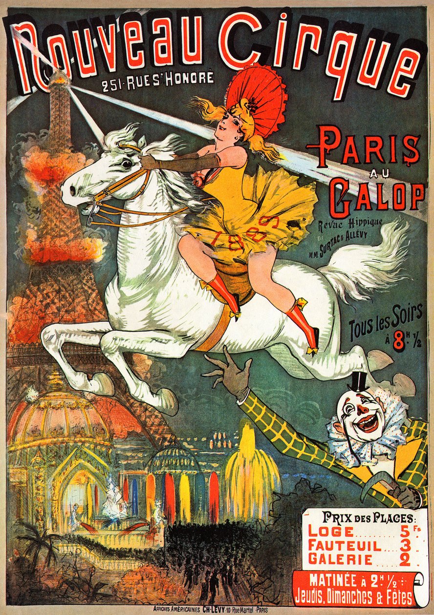 Cartel para una revista ecuestre en el "Nouveau Cirque" en la rue Saint-Honoré en París de French School