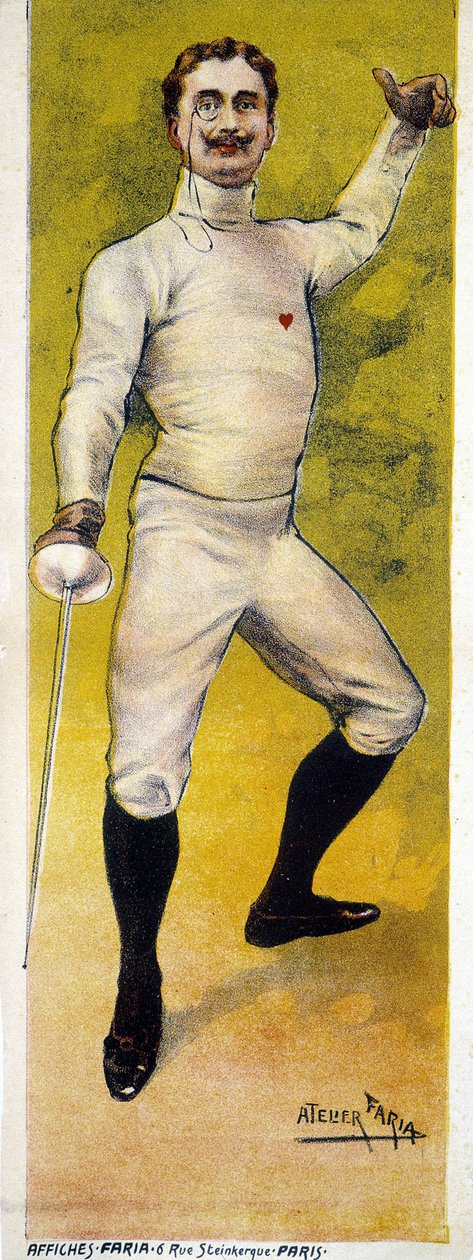 Cartel de esgrima diseñado por el taller Faria de París en 1898. de French School