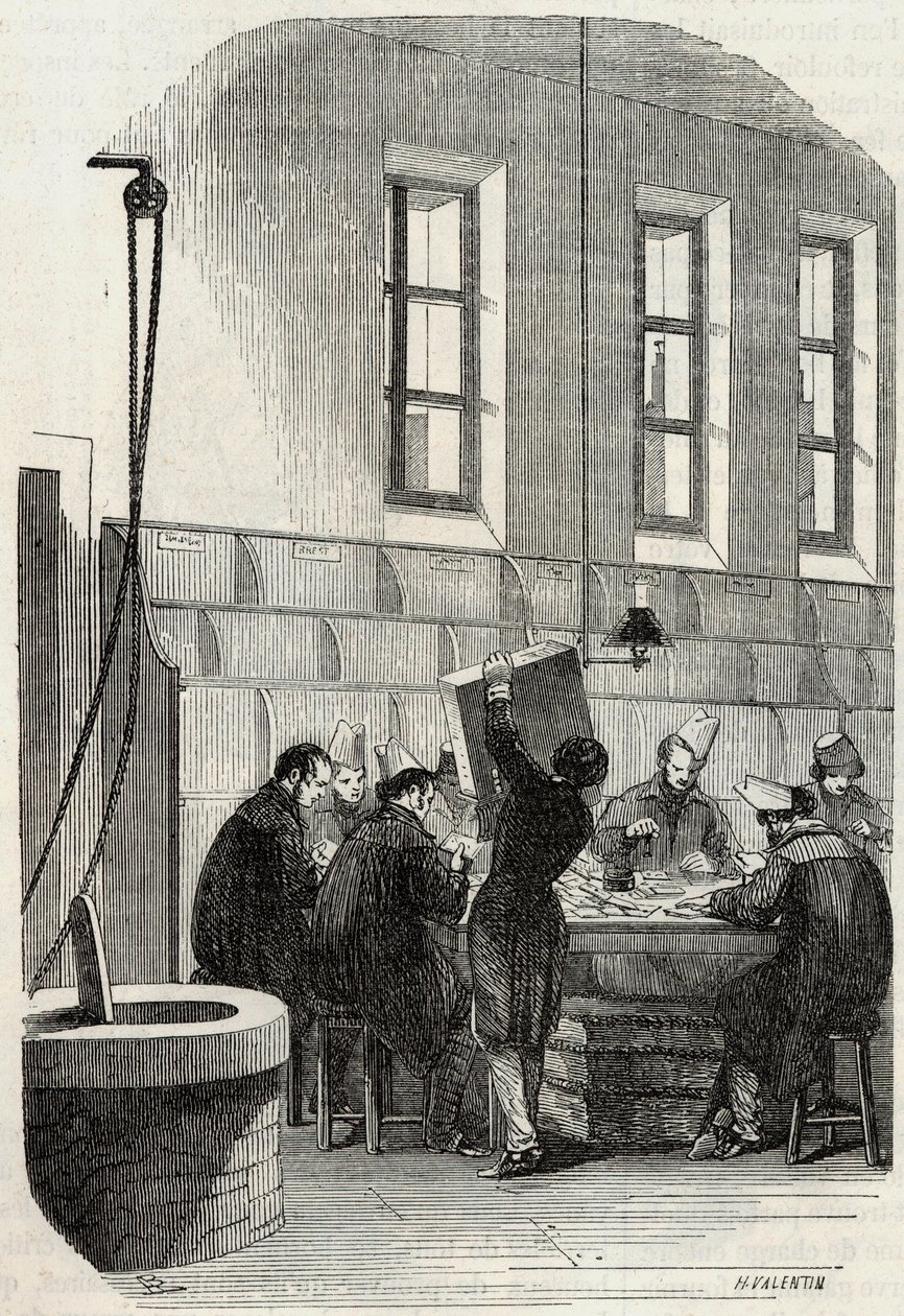 Correos: Clasificación de Cartas para Departamentos y el Extranjero - Grabado en "Tableau-de-Paris" por Edmond Texier 1852 de French School