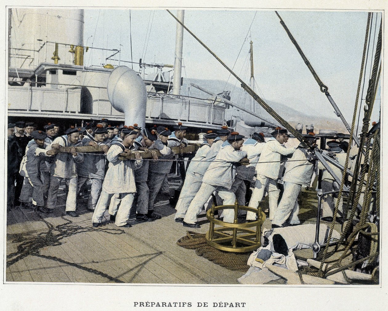 Preparativos para la partida - en “Álbum militar - Marina: La vida a bordo” de French School