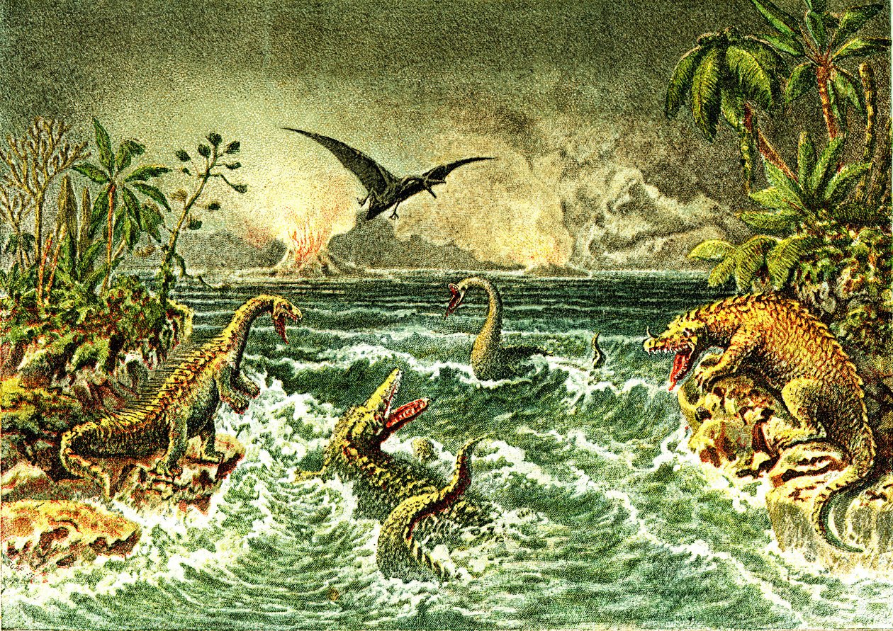 Mundo primitivo (con dinosaurios) - Período secundario de la Prehistoria de French School