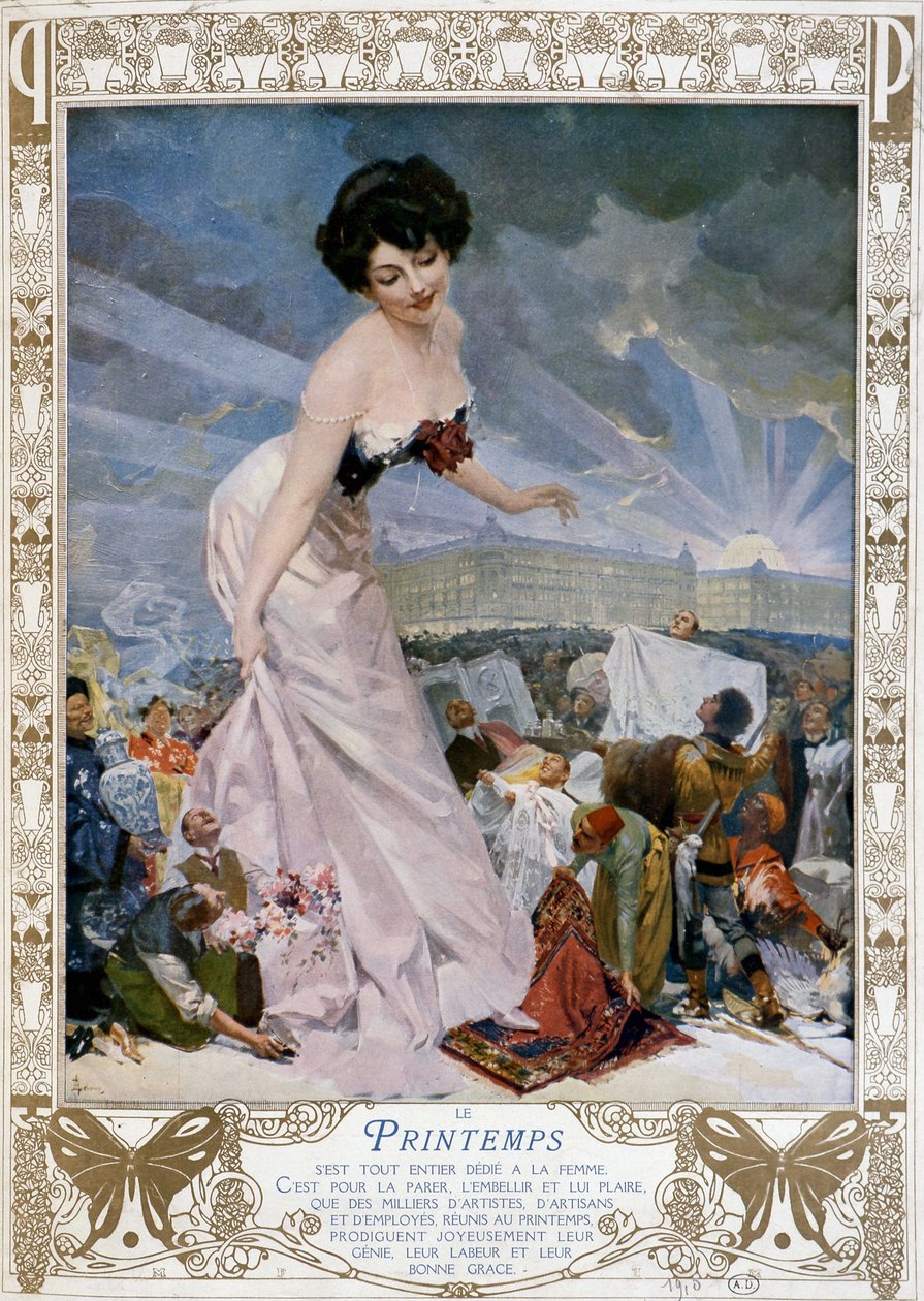 Printemps dedicado a las mujeres - anuncio de los grandes almacenes Le Printemps. 1910. de French School
