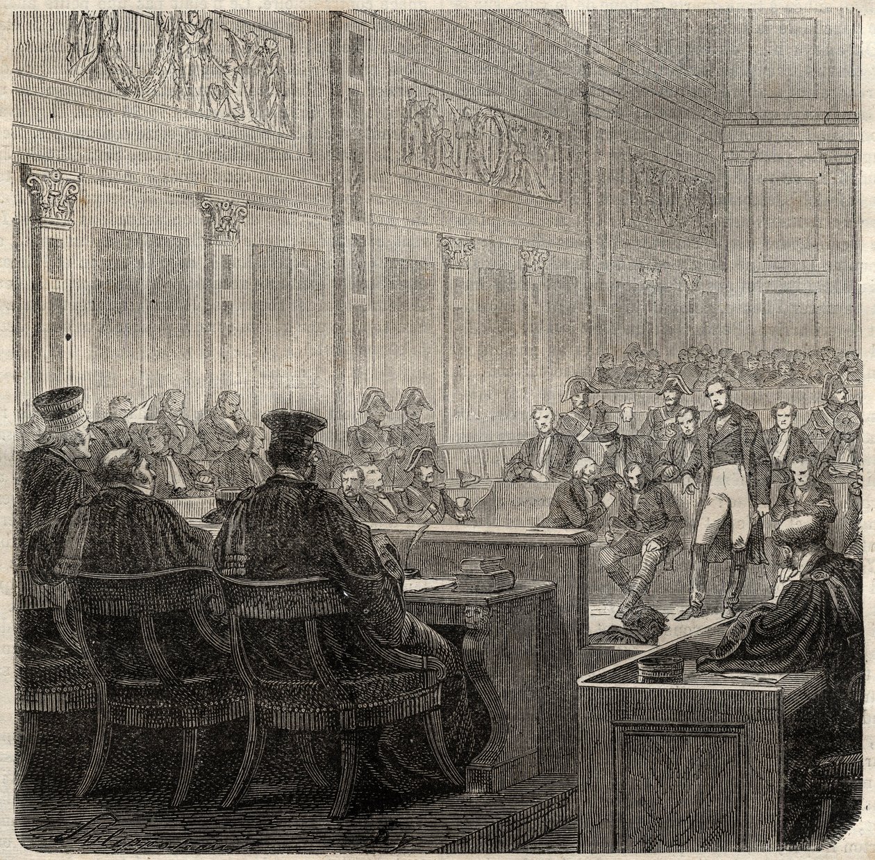 Proceso por la Corte Real de Poitiers del General Jean Baptiste Breton, conocido como Berton (1769-1822) en 1822 de French School
