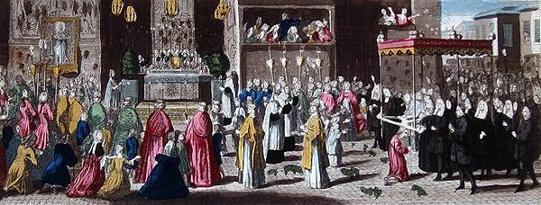 Procesión durante la Fête-Dieu en París de French School