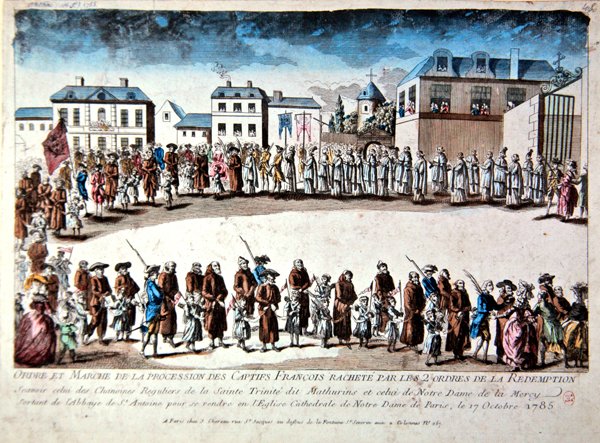 Procesión en París de prisioneros franceses liberados de la cautividad en Argelia mediante el pago de un rescate de French School