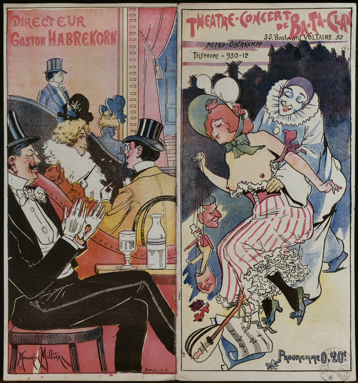 Programa para el café concierto Ba-ta-clan, c.1905 de French School