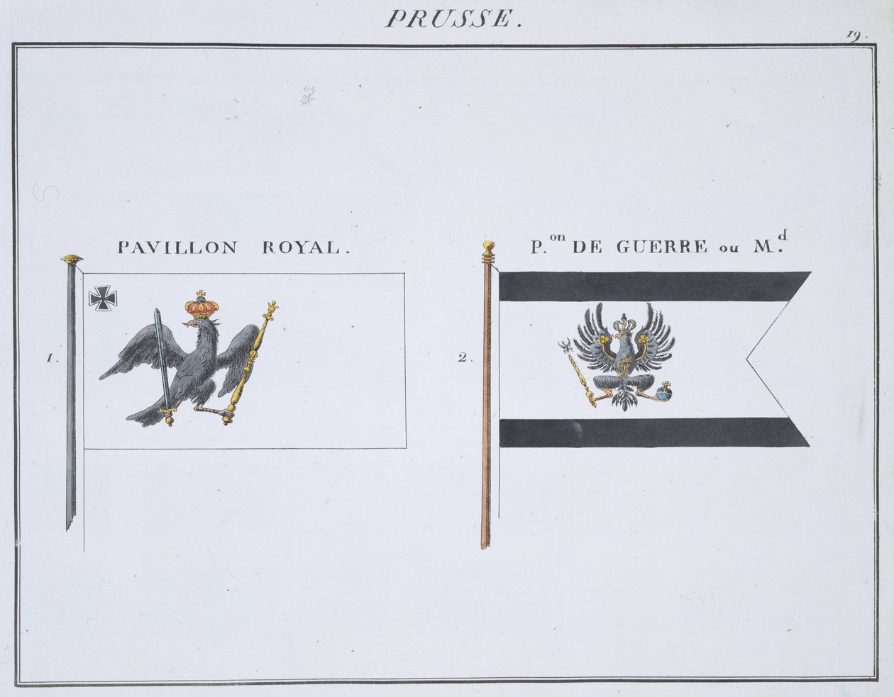 Banderas prusianas, de un libro francés de banderas, c.1819 de French School