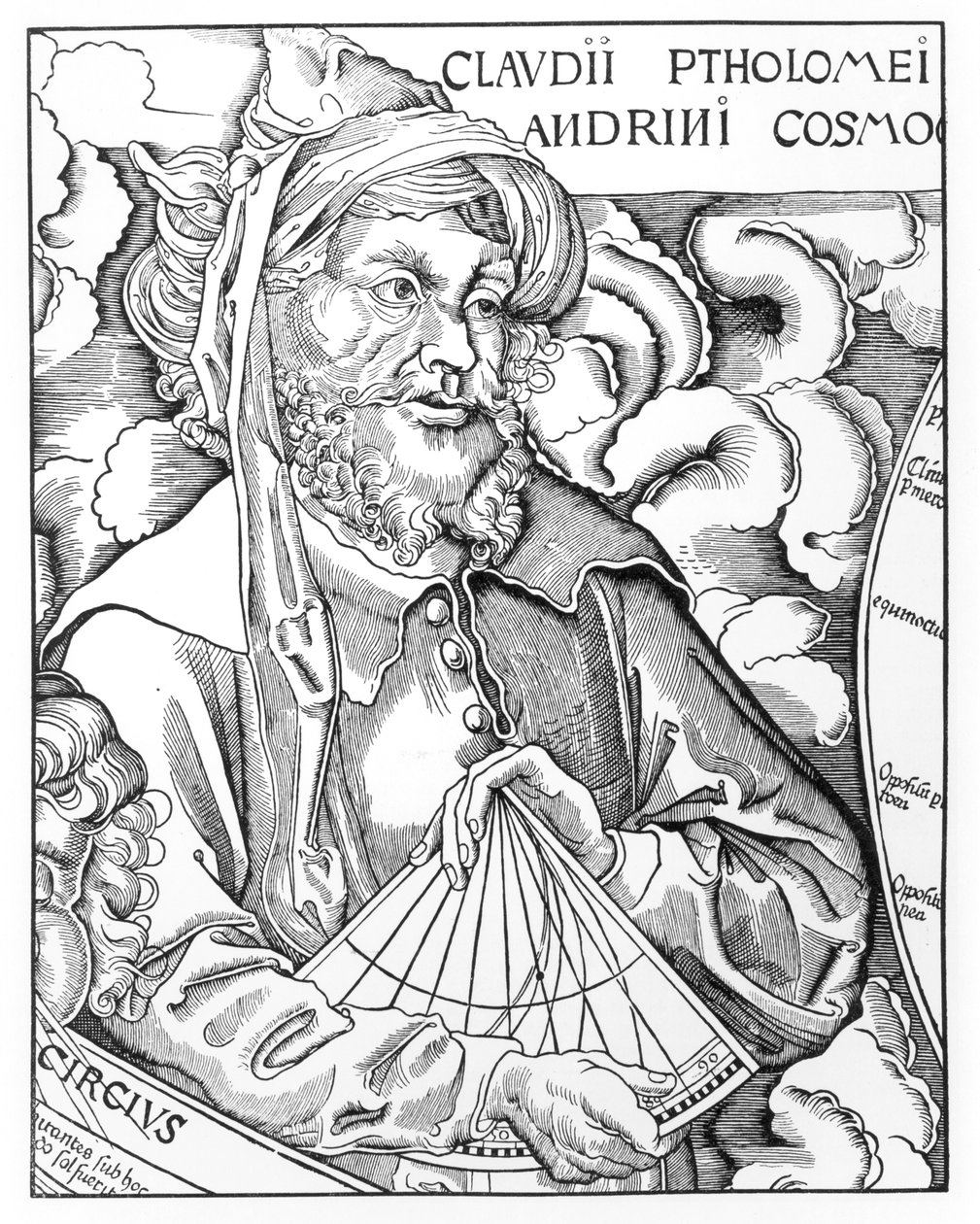 Ptolomeo (Claudio Ptolomeo) (c.90-168) sosteniendo un sextante de French School