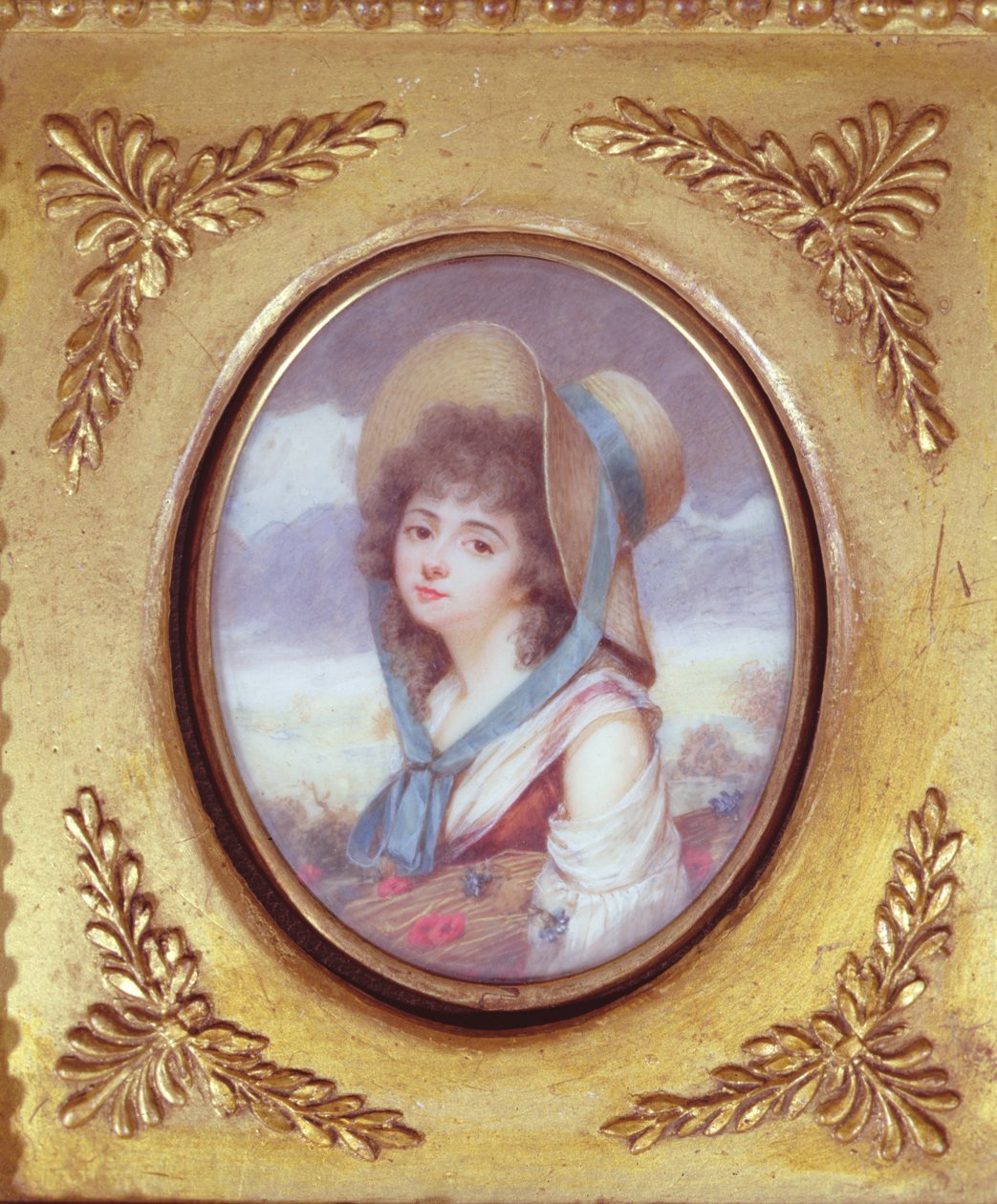 Pulcherie de Valence llevando un haz de trigo con amapolas y acianos, c.1783 de French School