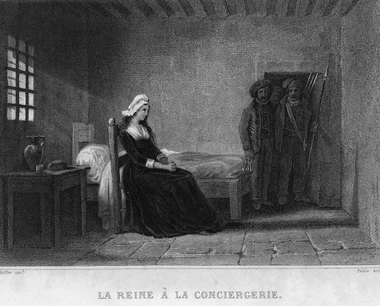 Reina María Antonieta en la prisión de la Conciergerie - en “Revolución francesa” de Thiers. Siglo XIX de French School
