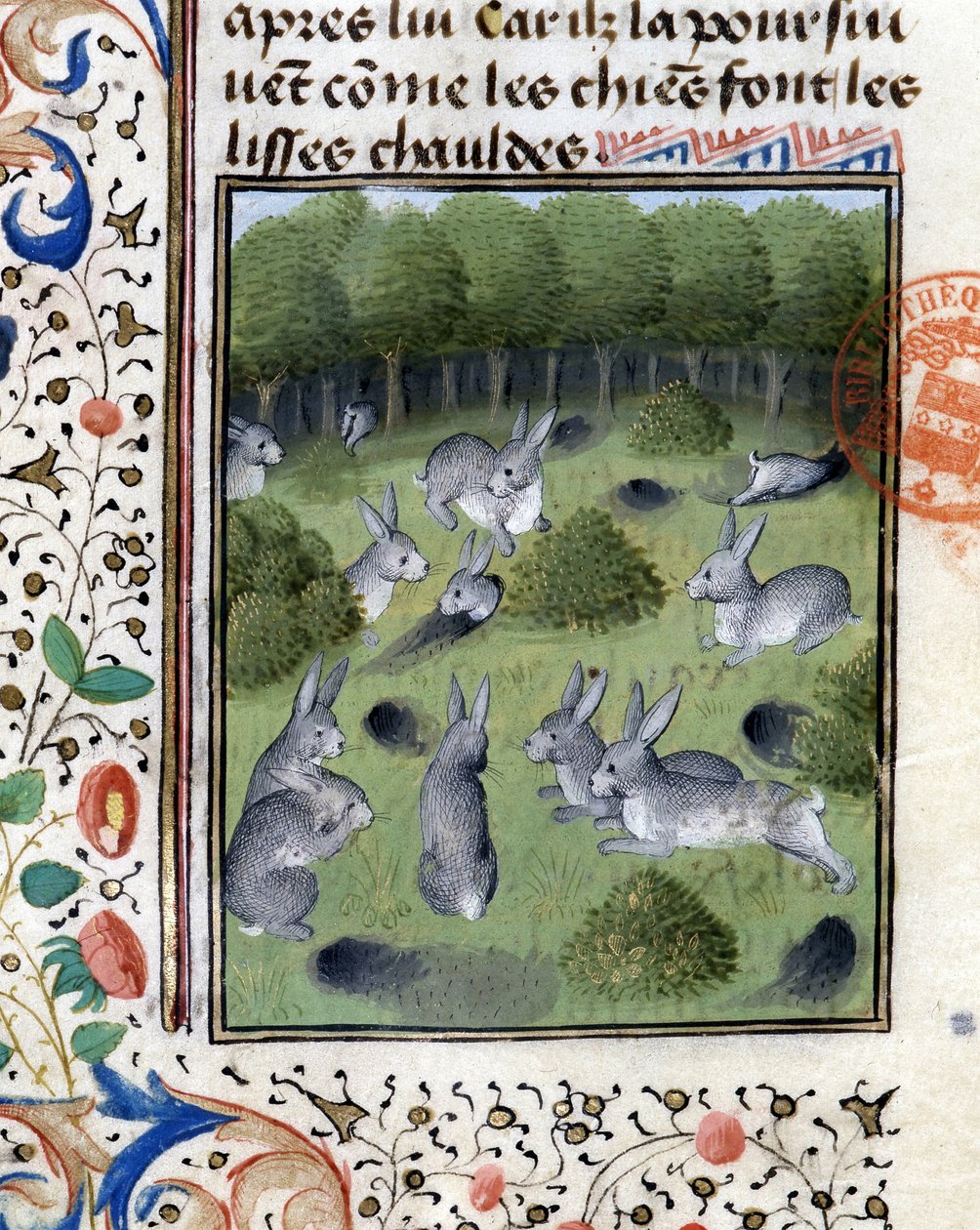 Conejos - en "Libro de Caza de Gaston Phoebus, Conde de Foix, Señor de Béarn" de French School