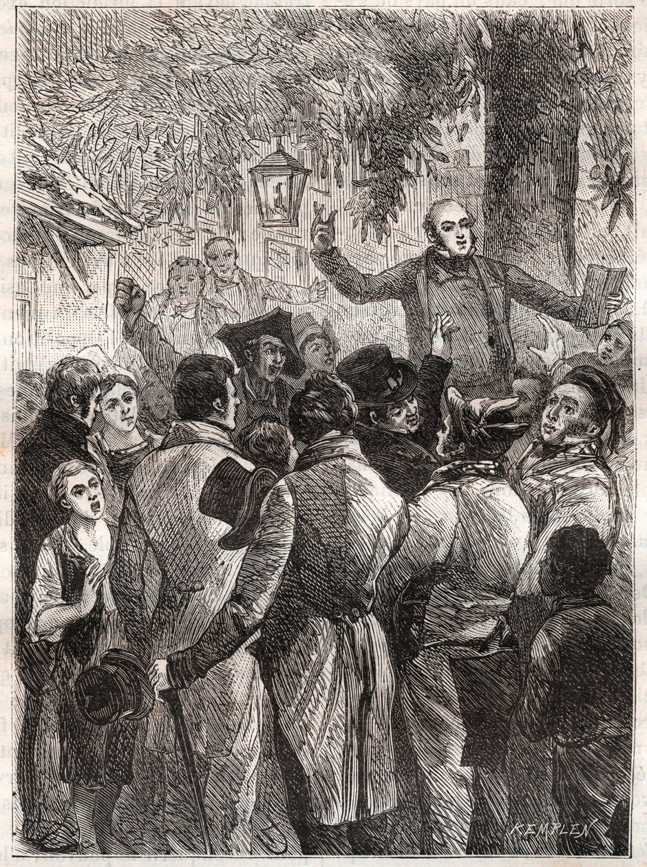 Lectura del panfleto por Louis Marie de Lahaye de Cormenin (1788-1868) en 1838 (Tres humildes remonstrancias de Timon sobre una compensación de un nuevo tipo que la lista civil pretende establecer entre cuatro millones que debe al Tesoro y cuatro mill de French School