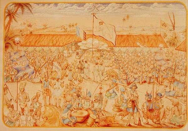 Recepción dada por el Rey de Dahomey para los enviados franceses de French School