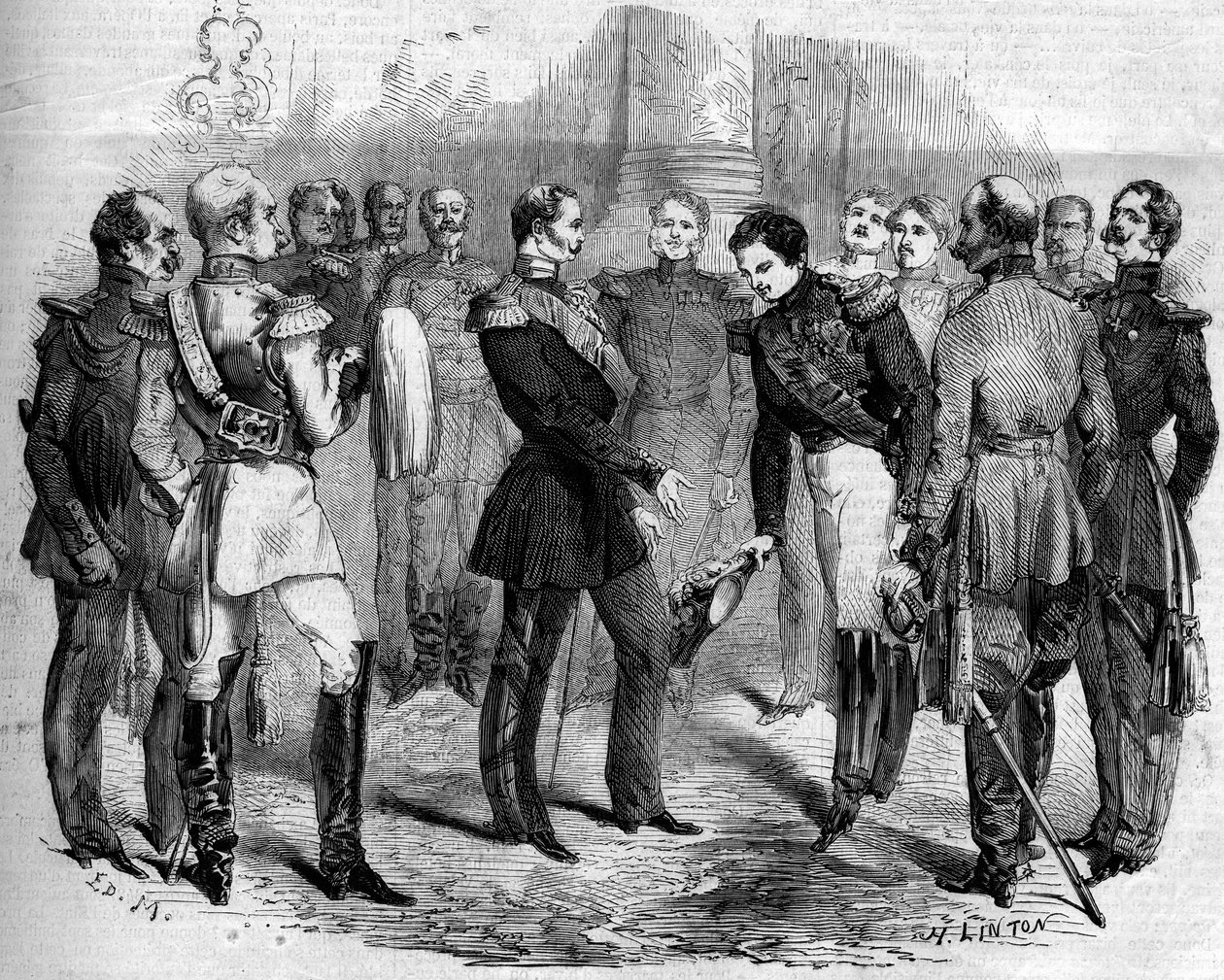 Recepción del Emperador francés Napoleón III (1808-1873) por el Zar ruso Alejandro II (1818-1881) en Varsovia (Polonia) de French School