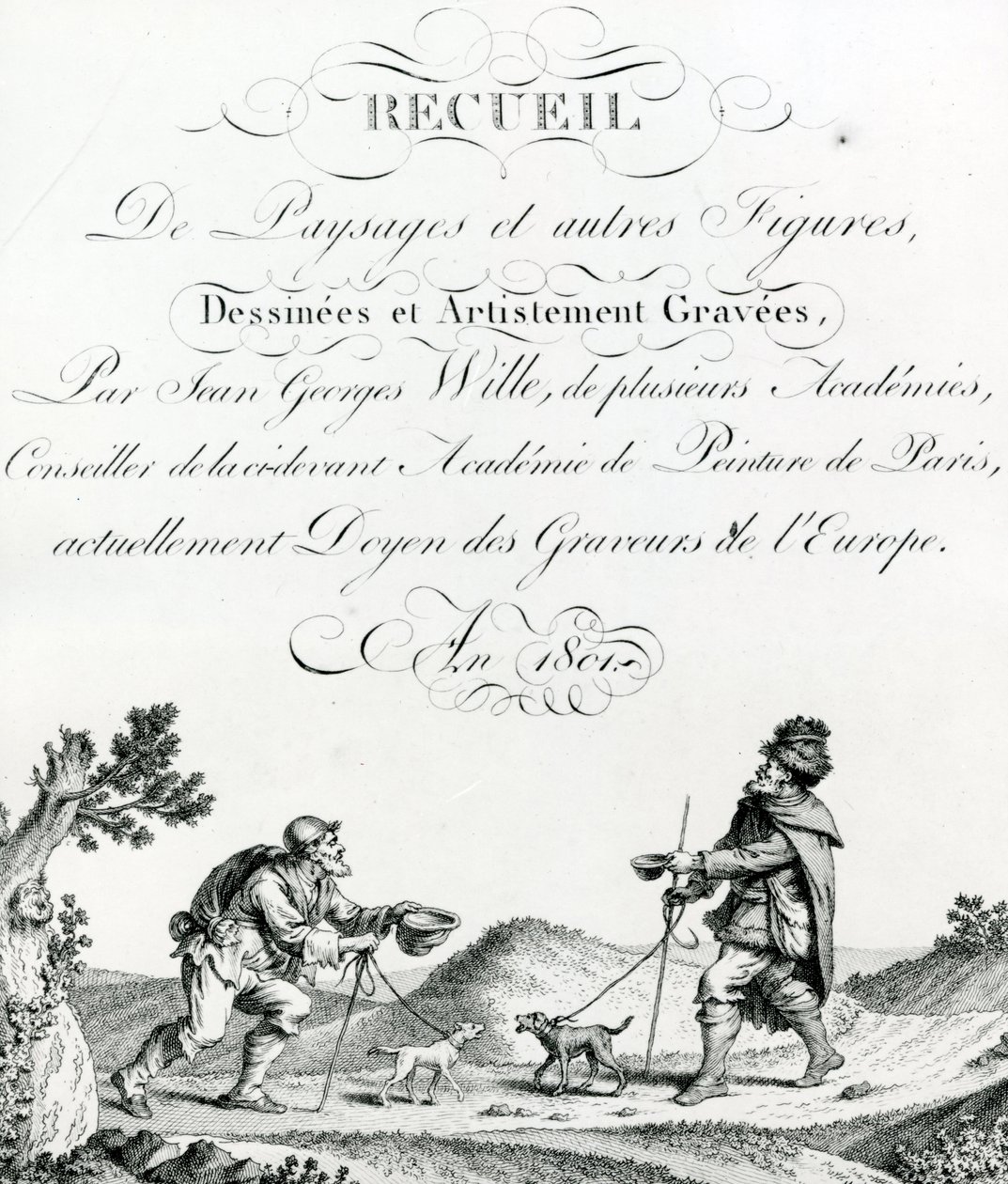 Recueil de Paysages et autres figures, dessinees et Artistement Gravees de French School
