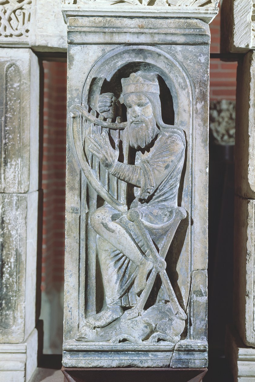 Relieve que representa al Rey David tocando el arpa, de La Daurade de French School