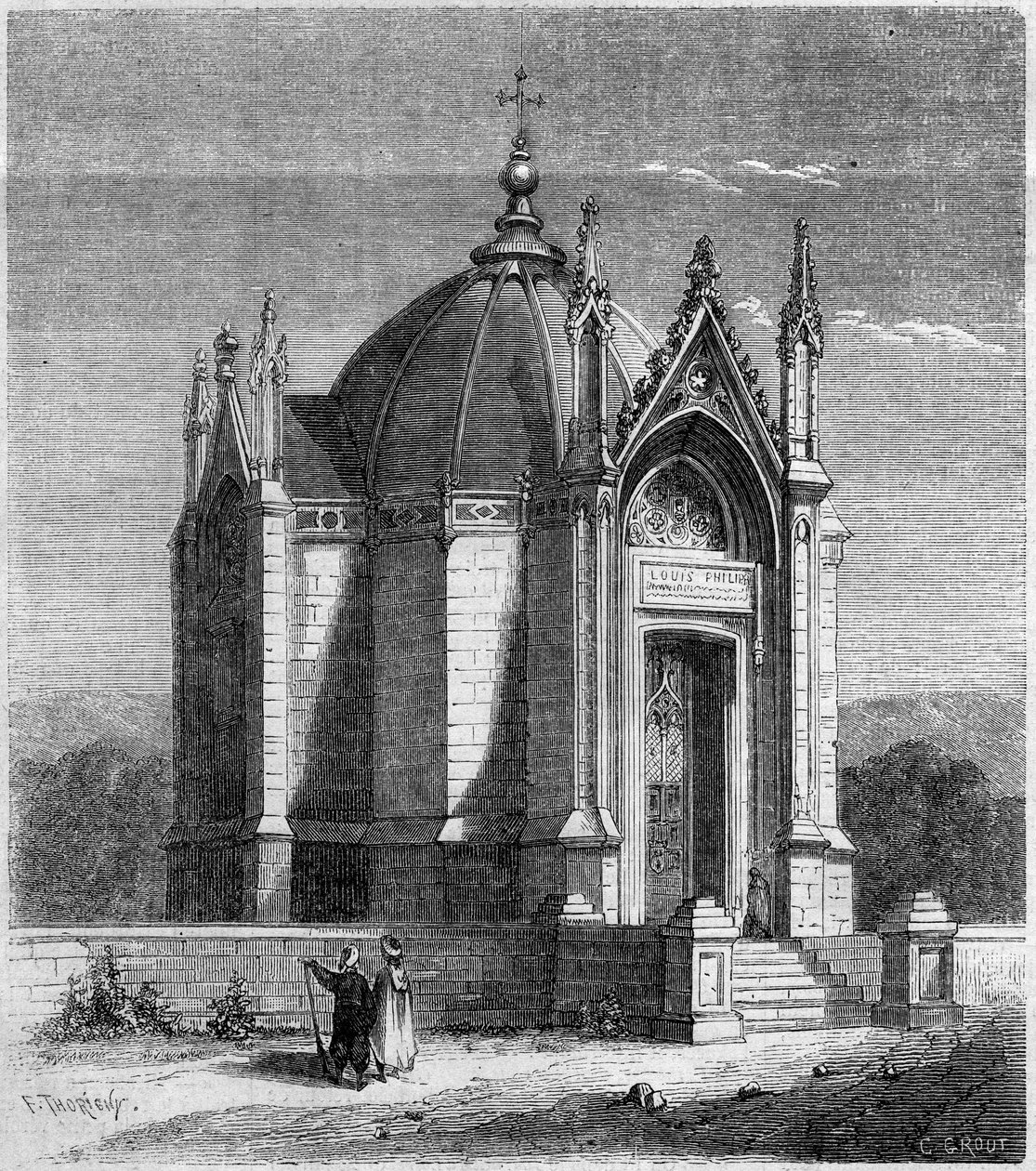 Arquitectura religiosa: vista exterior de la capilla Saint Louis, Cartago, Túnez de French School