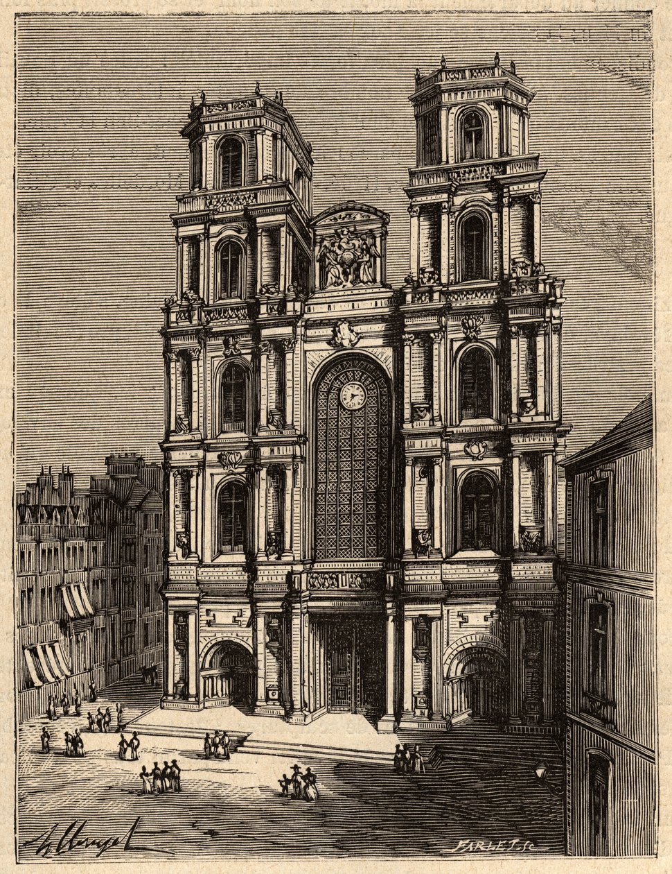 Rennes - La Catedral de San Pedro - grabado en 