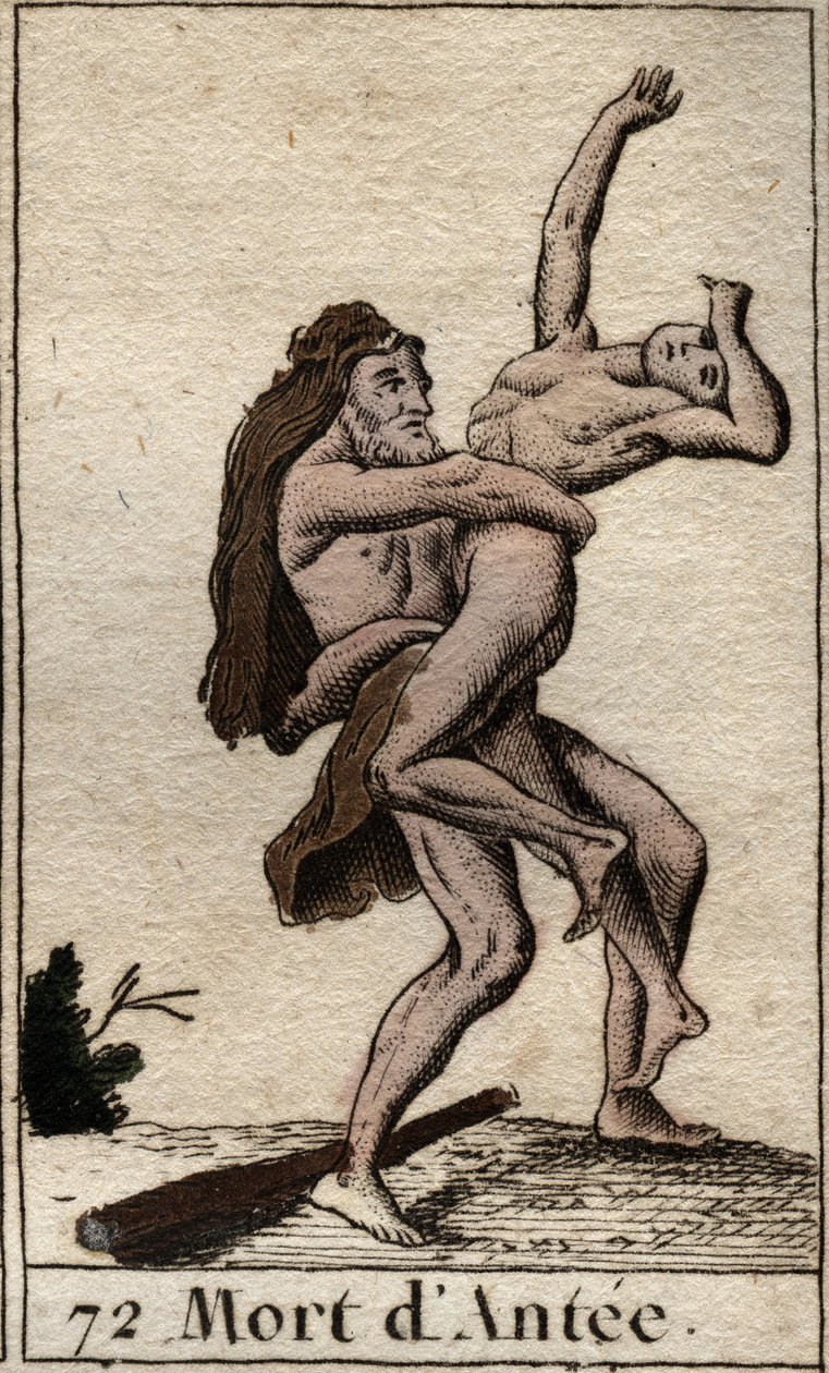 Representación de Hércules derrotando a Anteo, Rey de Libia. De “Mitología de la Juventud” por Pierre Blanchard 1803. de French School