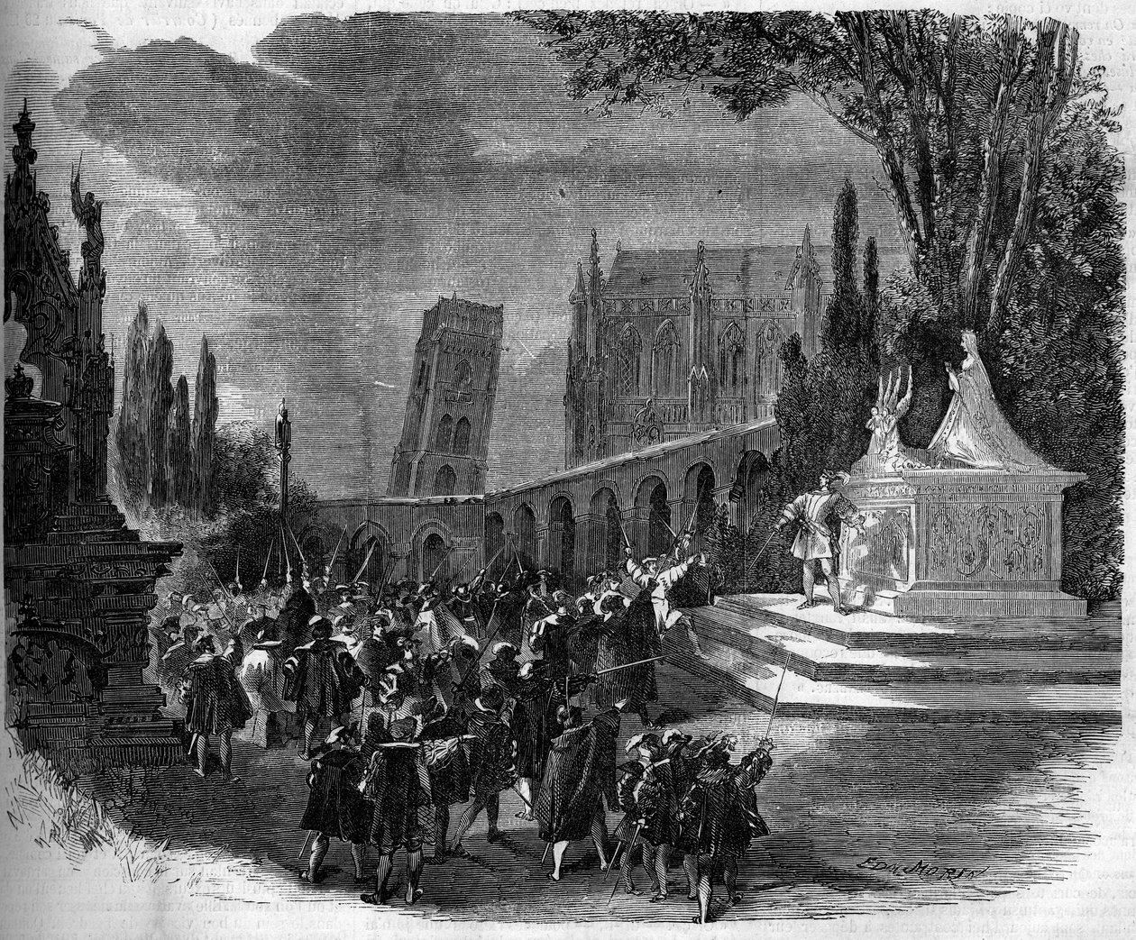 Representación de una ópera: Escenografía del Acto III de “Pierre de Medicis” basada en un libreto de Henry de Saint George de French School
