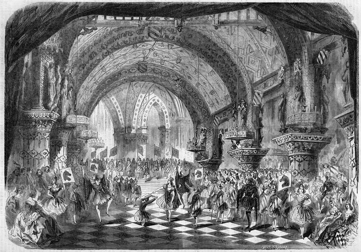Representación de una ópera por la Academia Imperial de Música, París de French School