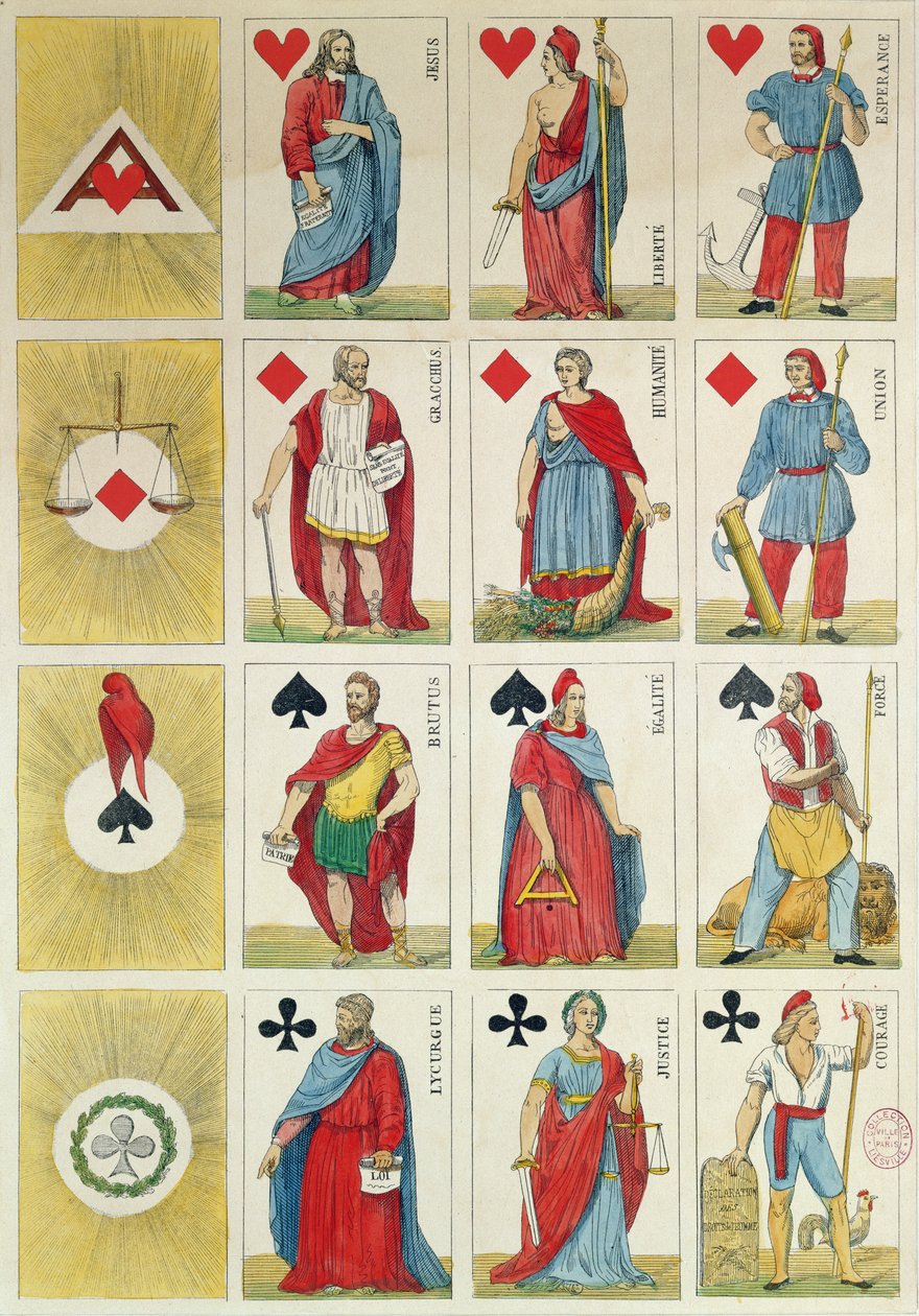 Reproducción de cartas de juego republicanas del período de la Revolución de 1848 de French School