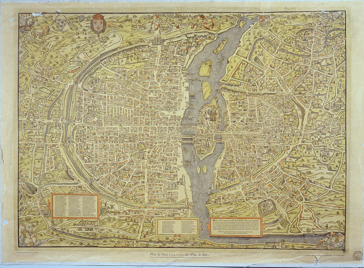 Reproducción del Mapa de Basilea de París, originalmente producido en 1552-59 de French School