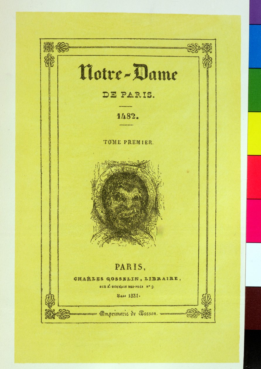 Reproducción de la portada de la primera edición de Notre-Dame de París de Victor Hugo (1802-85) publicada en 1831 de French School
