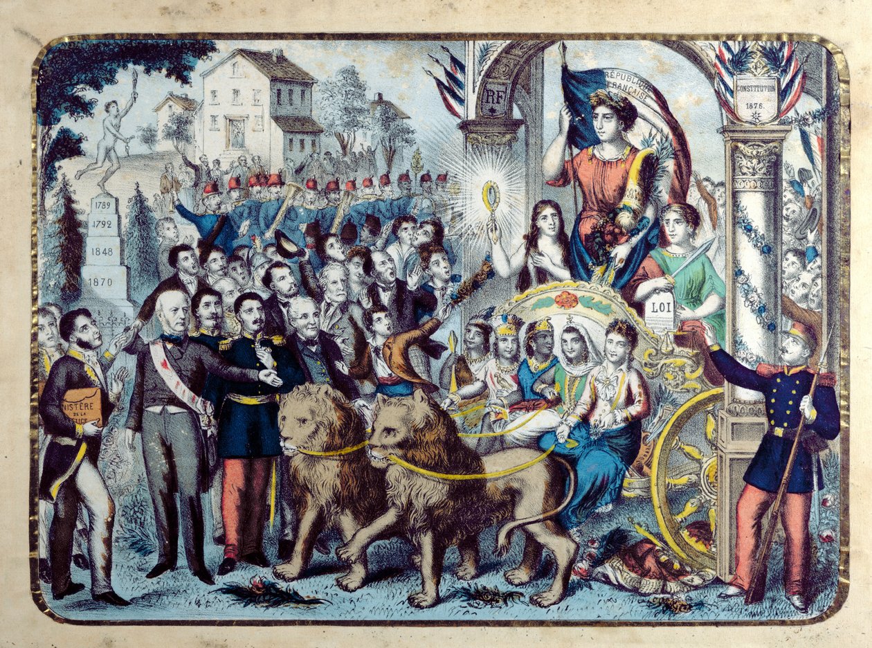Alegoría republicana celebrando la Constitución Francesa de 1876 de French School