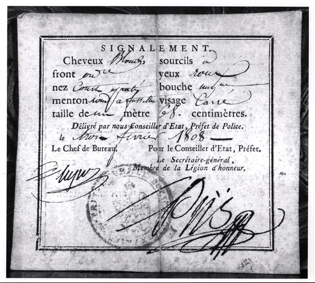 Reverso de una Tarjeta de seguridad, 1808 de French School