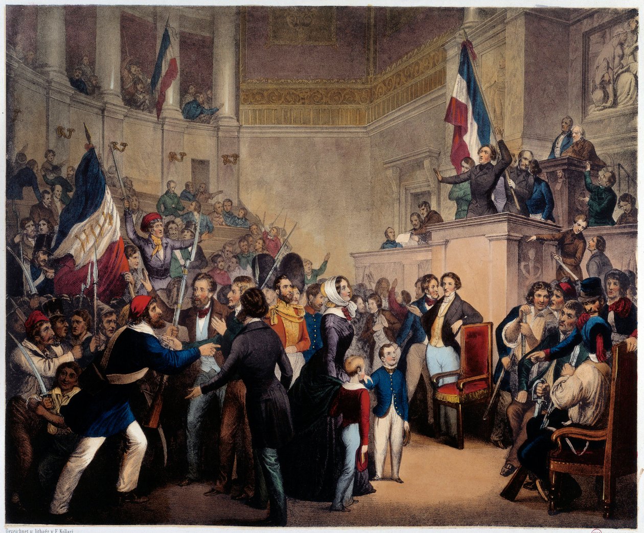 Revolución de 1848. La duquesa de Orleans aparece en la Cámara de Diputados (Asamblea Nacional) con sus hijos para obtener la Regencia (24 de febrero) de French School