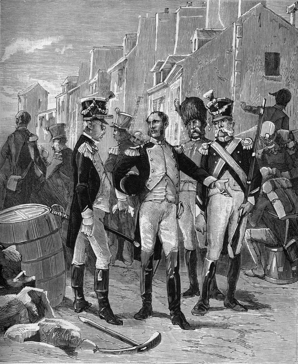 Richard-Lenoir (François Richard Lenoir 1765-1839), industrial francés, líder de la 8ª Legión, ocupando la Avenida de Vincennes para defender París en 1814 de French School