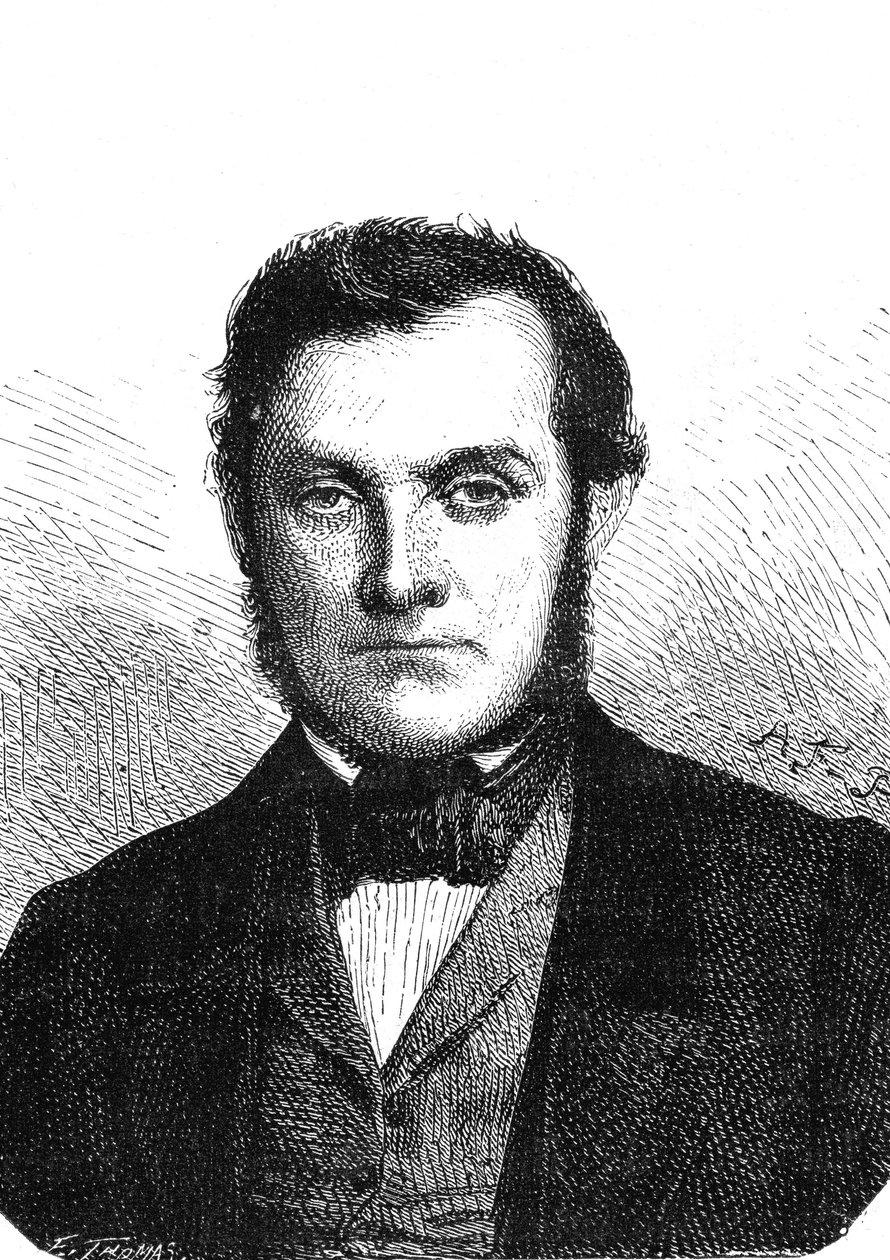 Richard Wilhelm BUNSEN (1811-1899), químico alemán descubridor del cesio y el rubidio. Grabado 1867 de French School