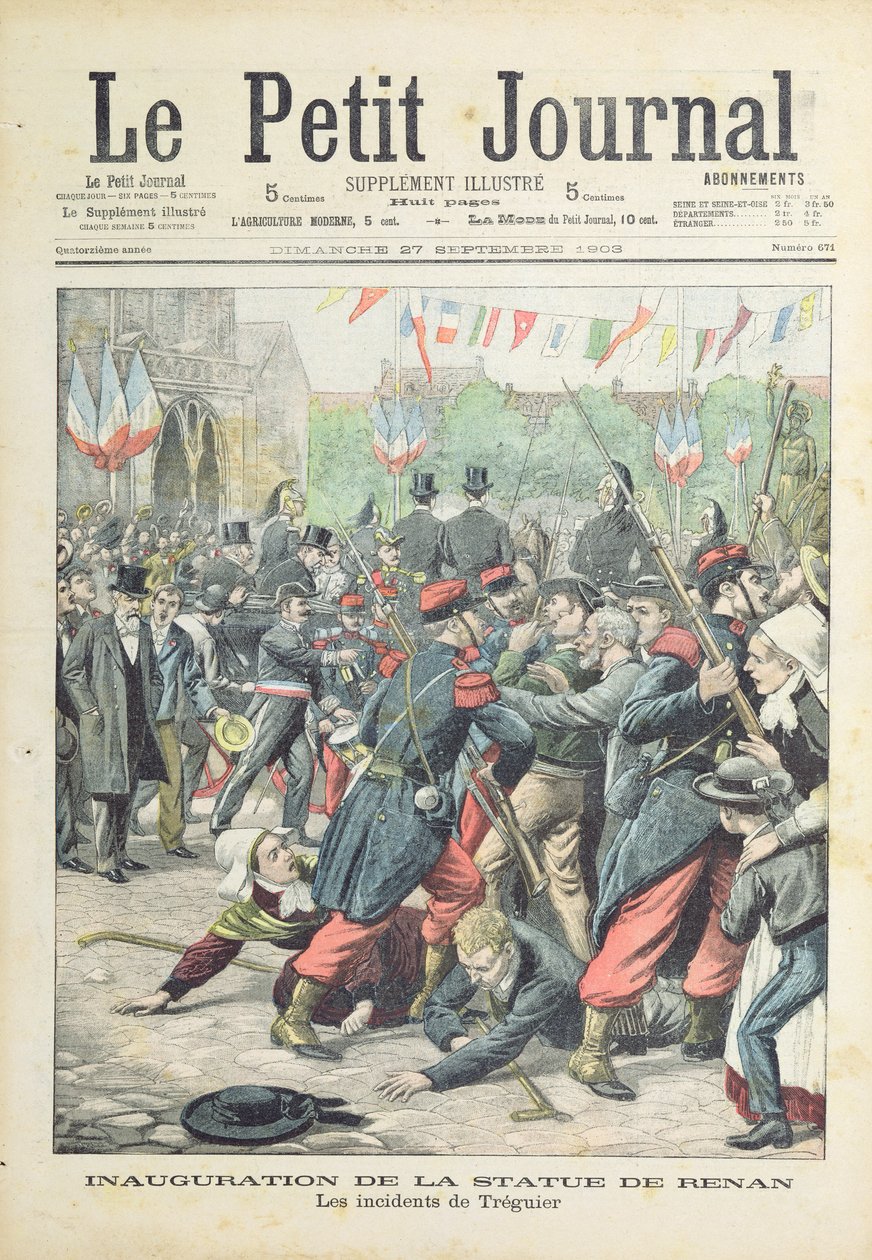 Disturbio en Treguier en la inauguración de una estatua de Renan, ilustración de portada de 