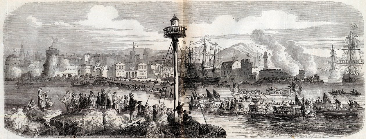 Risorgimento - (Guerra contra Austria) - Desembarco en Livorno de un ejército francés comandado por el Príncipe Napoleón (Napoleón Jerónimo Bonaparte) - 23 de mayo de French School