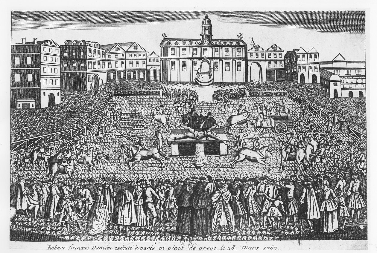 Ejecución de Robert-Francois Damiens en la Place de Grève, París, 28 de marzo de 1757 de French School